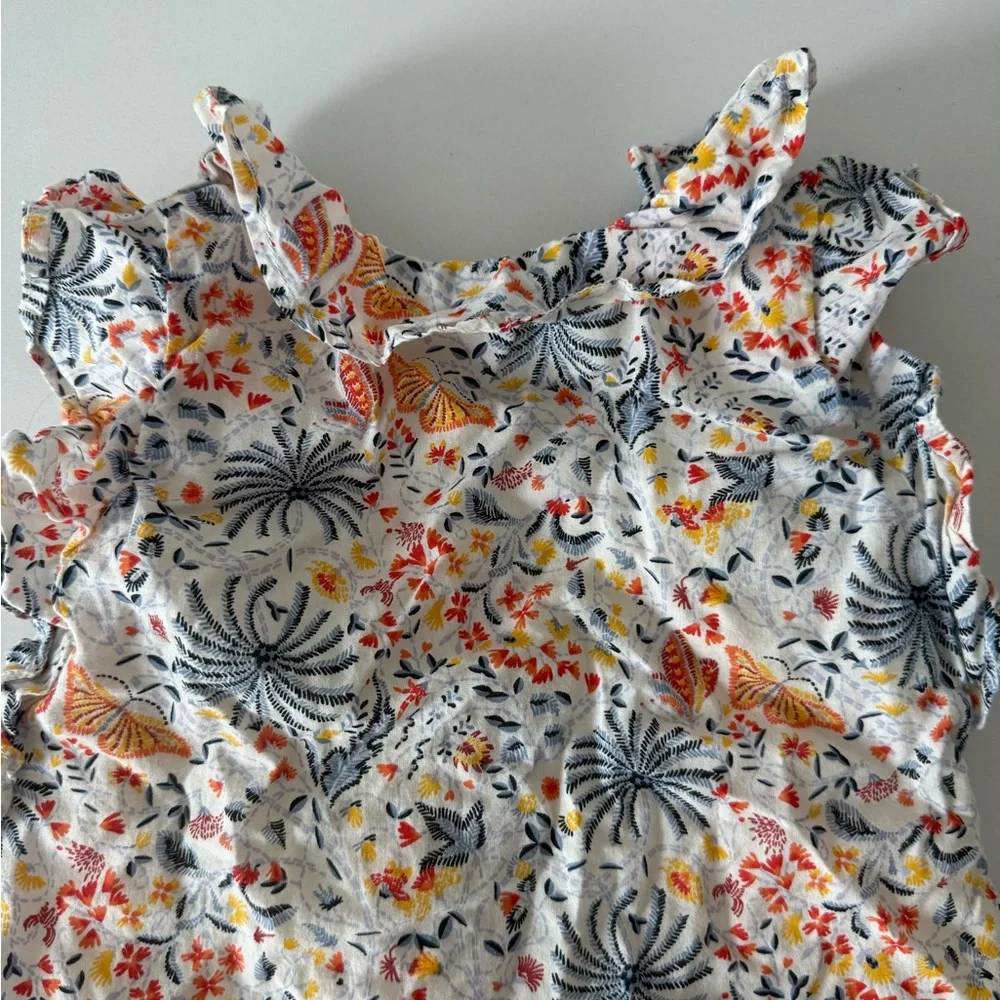 GAP Ruffle Floral Butterfly Summer Sleeveless Dress with Ruffle 12-18M